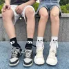 Women Socks 4Pairs Club Celebrity Couple Ins Fashion Funny Creative Magnetic Attaction Hands Black White Cartoon Eyes Couples