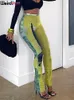 Pantalons pour femmes Weird Puss Mesh Tie Dye Straight Women Sexy Summer Trend See Through Thin Skinny Streetwear Wild Elastic Activity Bottoms 230808