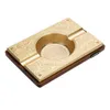 Lubinski Wood Cibary Ashtray Metal Ash Holder Double Slot Zinc Alloy電気めっき彫刻シガーアッシュトレイCA-054 HKD230808