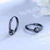 Hoop Earrings KOFSAC Trendy 925 Sterling Silver Jewelry For Men Women Simple Black Earring Lovers Valentine's Day Gifts