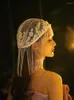 Headpieces Mingli Tengda Bridal Tassel Hat Yarn Heavy Handmade paljettpärlspärrad Crystal Hair Ornament Stage Performance Dance Headdress