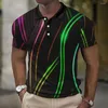 Polos Polos Print Polo 3D Prosta koszula Summer Lapel T-shirt krótkie rękawy swobodny topy premium męskie ubrania uliczne