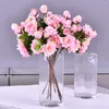 Dekorative Blumen MBF 5 Köpfe künstlicher Rosenzweig aus Seide, rosa, für Hochzeit, Weihnachten, Party, Dekoration, Wohnzimmer, Tischdekoration, Fake