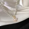 Anhänger Halsketten Perlenkette Damen Kragenkette Herzförmiger Retro-Schmuck Choke-Ring Modeaccessoires