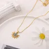 Necklace Earrings Set MANDI Trendy Explosion Sun Eye Jewelry Natural Stone Zircon Inlaid Gold Plated Stud Ring Sets For Women