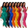 Abbigliamento etnico estate 2023 sexy donne africane senza maniche in poliestere blu giallo bianco rosso due pezzi set di vestiti