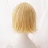 Anime kostymer rin / len kort blond värmebeständig hår cosplay peruk värmebeständig syntetisk halloween fest