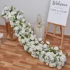 Decorative Flowers Wreaths 200cm White Rose Hydrangea Flower Arch Artificial Row Green Plants Runner Wedding Backdrop Floral Wall Party Props 230808