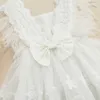 Robes de fille Ma Gaun Bayi Perempuan Bayi Baru Lahir 0-24M Gaun Pesta Tutu Bulu Renda pour Anak Perempuan Pesta Ulang Pernikahan