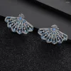 Dangle Earrings Luxury Trendy Geometry Sector For Women Wedding Cubic Zircon Crystal African Dubai Bridal Earring A0215