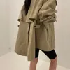 Trench da donna Autunno Inverno Cappotto vintage Giacca colletto alla coreana Mantello-giacca a vento Zip Up Capispalla Soprabito Stile coreano