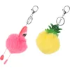 Schlüsselanhänger, 2 Stück, flauschiger Schlüsselanhänger, Plüsch, Flamingo, Ananas, Schlüsselanhänger, Halter, Hängedekoration