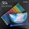 Canetas de Pintura Brutfuner 50 Cores Lápis de Cor Metálica Óleo Madeira Macia Lápis Aquarela para Desenho Escolar Esboço Materiais Artísticos Profissionais 230807