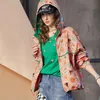 春と夏のファッションカラーマッチングプリントトップトレンド230808の女性用の女性用ジャケットフード付きジャケット