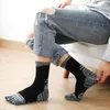 Herrensocken 5 Paar Sport mit Fingern Retro-Baumwolle Mitte der Wade Harajuku Japanischer Stil Atmungsaktiver Deodorant-Zehenmann