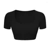 Camicie attive Yoga per le donne Fitness a costine Top Fashion Short Slim Sports Sleeve T-shirt da jogging femminile cool sexy crop