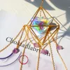 Garden Decorations Crystal Wind Chime Hexagon Diamond Prism Hängande Rainbow Chaser Lighting Window Gardiner Pendant Home Garden Decor Dream Catcher 230807