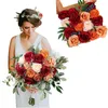 Ghirlande di fiori decorativi Yan Burnt Orange Rose artificiali Fiore Combo Box Set per fai da te Autunno Autunno Boho Matrimonio Bouquet da sposa Disposizione Decorazione 230808