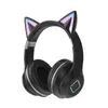 Headphones Wireless Bluetooth Headhands Noise-cancelling headwear Earphone for Cell phone Cat Ear Cartoon Gradient Color Cool