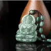 Naszyjniki wiszące wyślij certyfikat Myanmar jadeite guanyin buddha naszyjnik mężczyźni kobiety feng shui urok naturalny Birma Jade Guan Yin Lucky Lucky