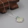 Certificat de collier de chaîne en argent sterling 925 avec pendentif nuage de jade naturel