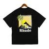 Vår sommaren rhude t skjortor man kvinnor hoodies skateboard överdimensionerade män shorts hylsa t-shirt märke mens t-shirts oss storlek