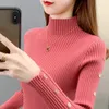 Kvinnors tröjor Halv Turtleneck tröja Pullover Autumn Winter Slim High Stretch Knitting Shirt Shirt Female Jumper Tops