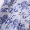 2023 Zomer BlauwBloemenprint Jurk Mouwloos V-hals Lange Maxi Casual Jurken A3Q102216