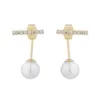 Dangle Earrings DIWENFU Hypoallergenic Women White Pearl Gemstone Jewelry 14K Yellow Gold Bizuteria Wedding Drop Earring Orecchini