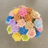 Decorative Flowers 5 PCS Artificial Roses Handmade Knitting Bouquet Wedding Party DIY Stuffs Mixed Color