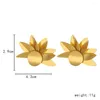 Pendientes de tuerca creatividad personalizada moda Metal flor de loto pétalos dorados glaseado moda dulce fresco regalos de joyería para mujer
