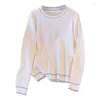 Maglioni da donna Pullover lavorato a maglia da donna Top manica lunga O-Collo femminile Maglione autunno inverno solido allentato