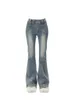 Erkekler Kot Mavi Kadınlar Gyaru Flare Pants Yüksek Bel Vintage Denim Bell Bottom Kadın Harajuku Street Giyim Şık 2000S Pantolon Y2K 230807