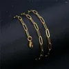 Choker Drop Paperclip Necklace 4MM Punk Gold Silver Color 316L Stainless Steel Neck Chains For Women Jewelry Gift