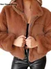 Women's Faux Fur Coat 2023 New Luxury Rabbit Hair Zipper Cardigan特大デザイナースタンドカラー豪華な暖かいジャケットT230808