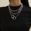 Girocollo in metallo vintage hip-hop con catena a croce con fibbia rotonda con collo geometrico collana gioielli con ciondoli per la moda donna