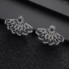 Dangle Earrings Luxury Trendy Geometry Sector For Women Wedding Cubic Zircon Crystal African Dubai Bridal Earring A0215