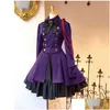 Theme Costume Medieval Retro Gothic Black Lace Up Chain Bow Lolita Coat Long Sleeves Ruffle Ic Dress Slim Knee Length Cosplay Clot L Dh3Rm