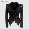 Bayan Ceketler Caranfier Ceket Kadınları Sahte Deri PU Kış Sonbahar Siyah Motosiklet Dış Giyim Gotik Deri Ceket Chaqueta 230808
