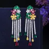 Boucles d'oreilles en peluche 925 aiguille en argent gouttes de fleurs colorées longues pour femmes dîner bijoux de fête nuptiale en gros