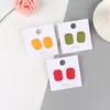 Stud Earrings Cute Large Paint Colored Octagon For Women Fashion Square Geometric Big Jewelry Wholesale