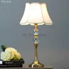 American imitation copper crystal table lamp bedroom bedside table lamp modern simple living room home warm bedside lamp HKD230808