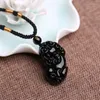 Pendentif Colliers Obsidienne Naturelle Pixiu Collier Fengshui Charme Hommes Femmes Fine Jewelry Véritable Pierre De Cristal