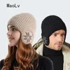 Bonnet / Skull Caps Hiver Chaud En Peluche Tricoté Benines pour Hommes Femmes Neige Mode Skullies Chapeau Unisexe Extérieur Coldproof Oreille Protection Laine Caps 230807