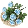 Decorative Flowers Artificial Rose Not Withered Easy Care Flower Home Decoration 9 Bulbs Wedding Party Imitation Balcony Decor