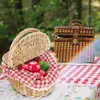 Dinnerware Sets Adult Gift Basket Picnic Weaving Snack Wicker Bread Vegetable Storage Fruit Serving Toddler