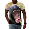 メンズTシャツ夏の男性面白いモンキーグラフィックファッショントレンドパーソナリティ3DプリントTシャツヒップホップハルクカジュアルストリートウェアトップ