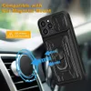 Case For iPhone 14 13 12 11 Pro Max XR XS 8 7 6 Plus SE 2023 Slide Camera Card Slot Military Grade Ring 360 Magnetic Back Cover