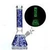 Glow-up Beaker Bong Skull Tubo in vetro 10 pollici 5 mm di spessore Dab Rig Raffreddamento olio Rig Bowl e vapore verso il basso