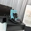 Designer Dames Enkellaarsjes Geweven Gekleurde Platform Laarzen Lace up Regenboog Korte Laarzen Mode Dames Gebreide Schoenen Met Doos